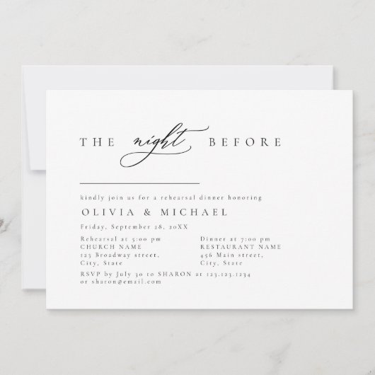 リハエレガントーサルディナーの前の夜 招待状 (正面)