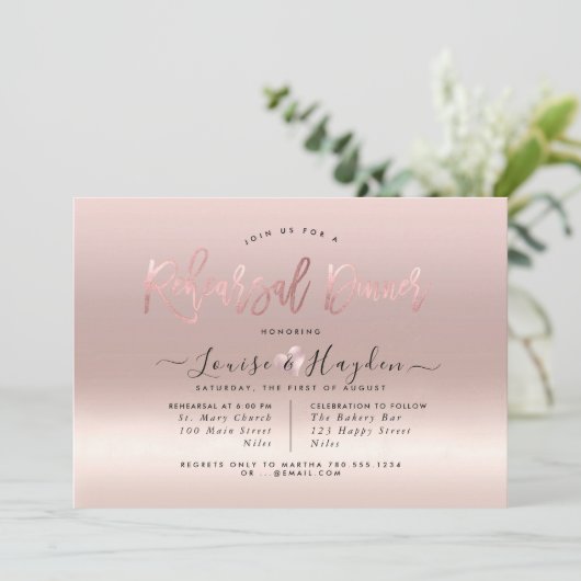 リハエレガントーサルディナー、バラ金ゴールドグラデーション 招待状 (スタンド正面)