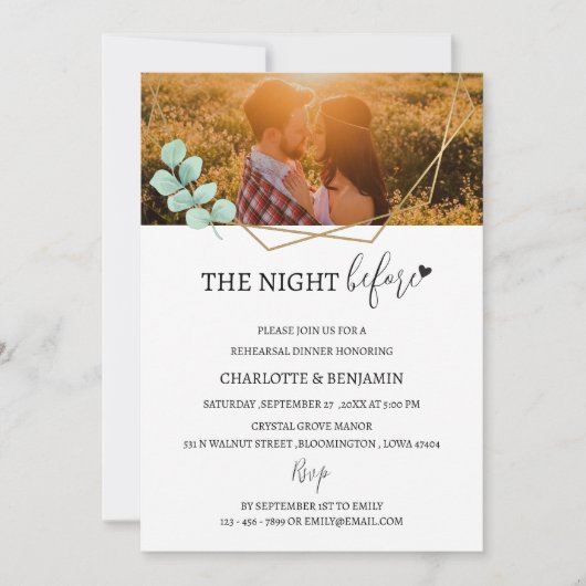 リハカスタムーサル前の夜の写真 招待状 (正面)