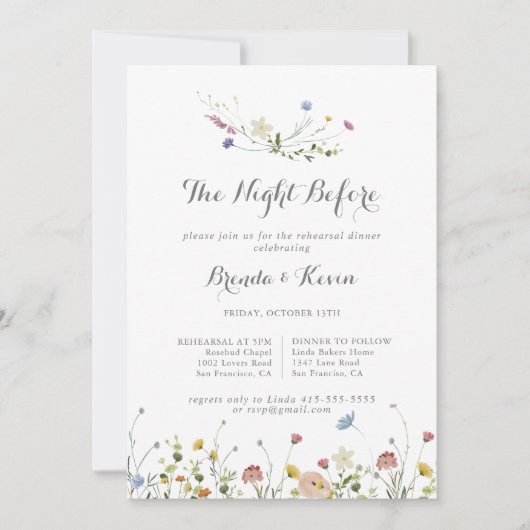 リハカラフルーサルディナー前の優雅なワイルドナイト 招待状 (正面)