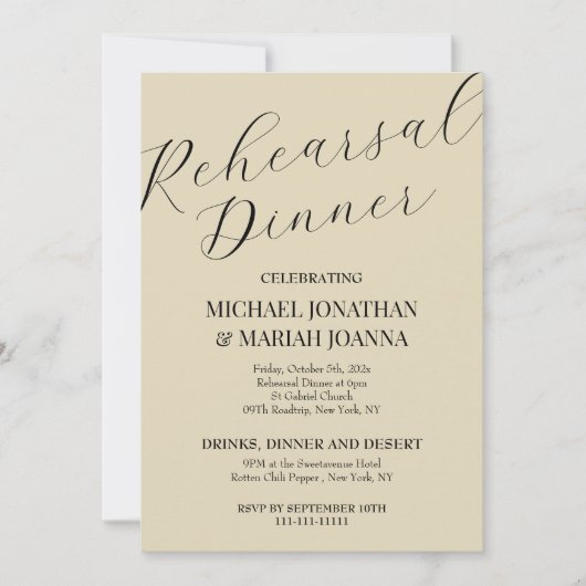 リハシンプルーエレガントサル前の夜 招待状 (正面)