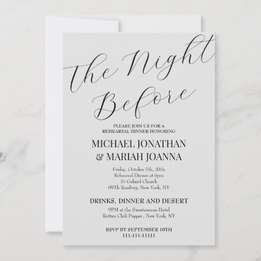 リハシンプルーエレガントサル前の夜 招待状 (正面)