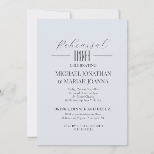 リハシンプルーエレガントサル前の夜 招待状 (正面)