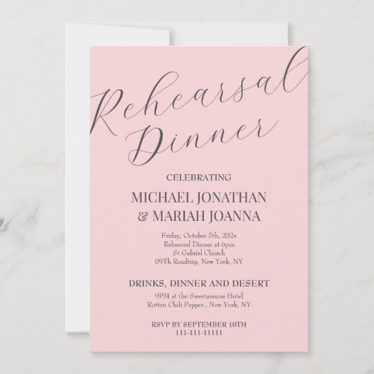 リハシンプルーエレガントサル前の夜 招待状 (正面)