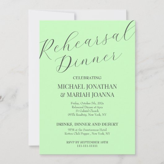 リハシンプルーエレガントサル前の夜 招待状 (正面)