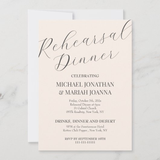 リハシンプルーエレガントサル前の夜 招待状 (正面)