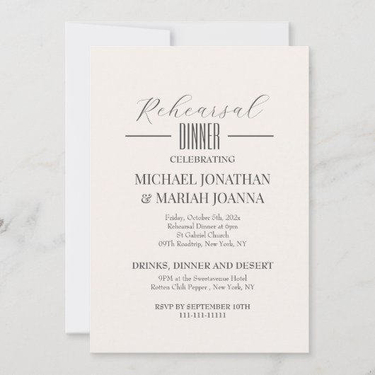 リハシンプルーエレガントサル前の夜 招待状 (正面)