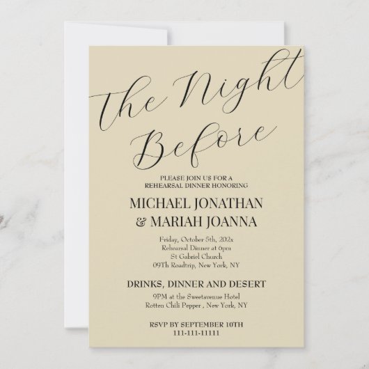 リハシンプルーエレガントサル前の夜 招待状 (正面)