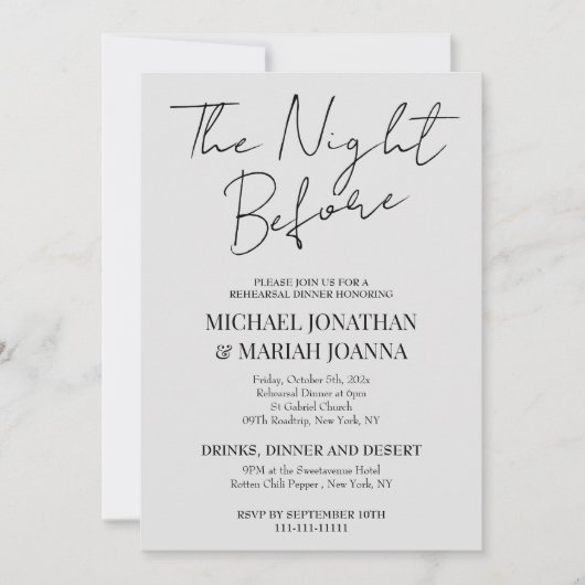 リハシンプルーエレガントサル前の夜 招待状 (正面)