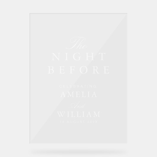 リハシンプルーサルの前の夜にスクリプ結婚トする アクリルサイン (正面)