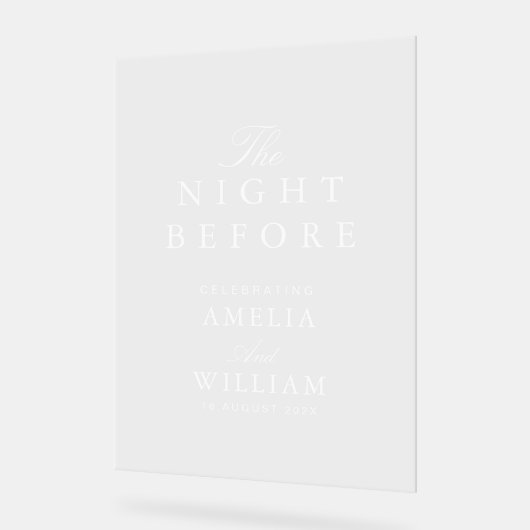 リハシンプルーサルの前の夜にスクリプ結婚トする アクリルサイン (傾斜)