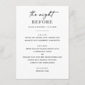 リハシンプルーサルディナー。クリーン前の夜モダン メニュー (正面)