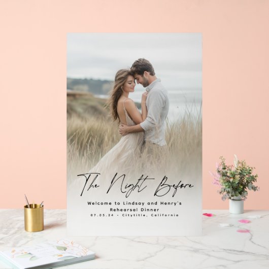 リハモダンサエレガントーサルディナー写真ウェルカムサイン アクリルサイン (ウェディング)