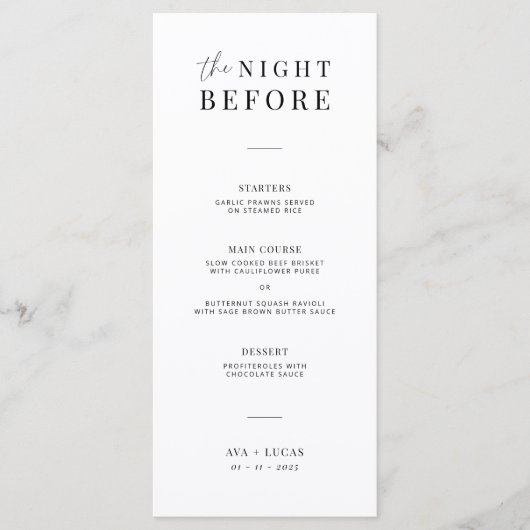 リハモダンーサルのディナーの前の夜 メニュー (正面)