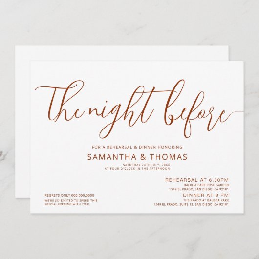 リハモダンーサルのディナーの前の夜 招待状 (正面/裏面)