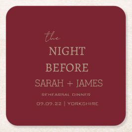 リハモダンーサルの前の夜にバーガンディ スクエアペーパーコースター