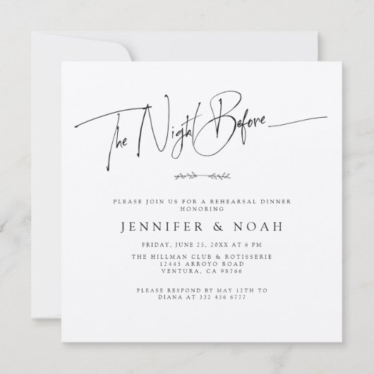 リハモダンーサルの前の夜の台本 サンキューカード (正面)