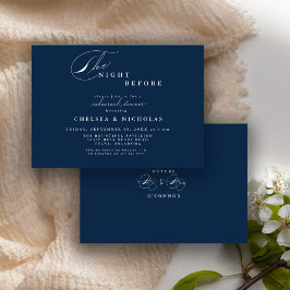 リハモダンーサルディナー前のネイビーブルーナイト 招待状