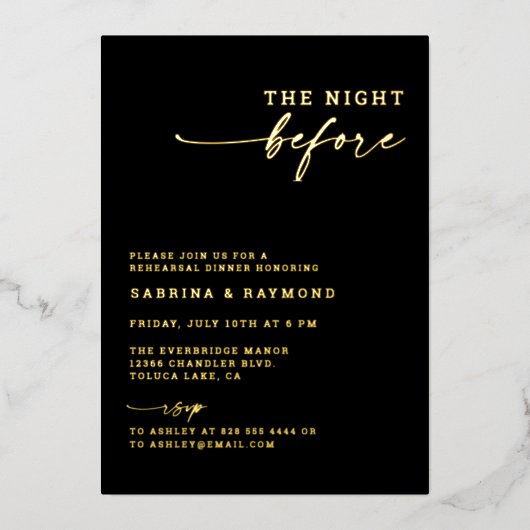 リハモダンーサルディナー前のミニマルな夜 箔招待状 (正面)
