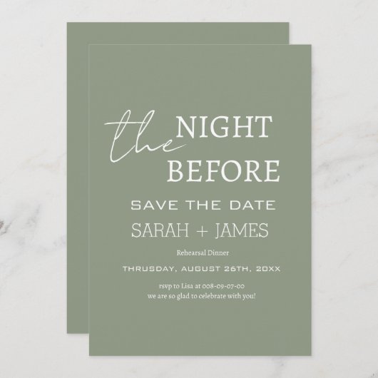 リハモダンーサルディナー前の夜をセージ セーブザデート (正面/裏面)