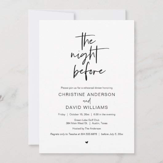 リハモダンーサルディナー、Invitatiの前の夜 招待状 (正面)