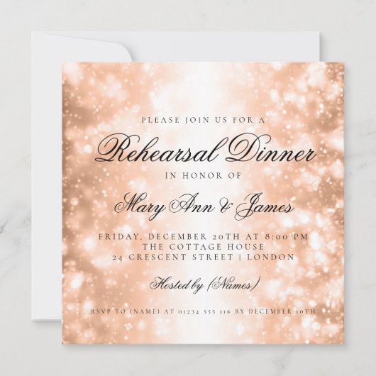 リハーエレガントサルディナーバラ金ゴールドきらめく灯 招待状 (正面)