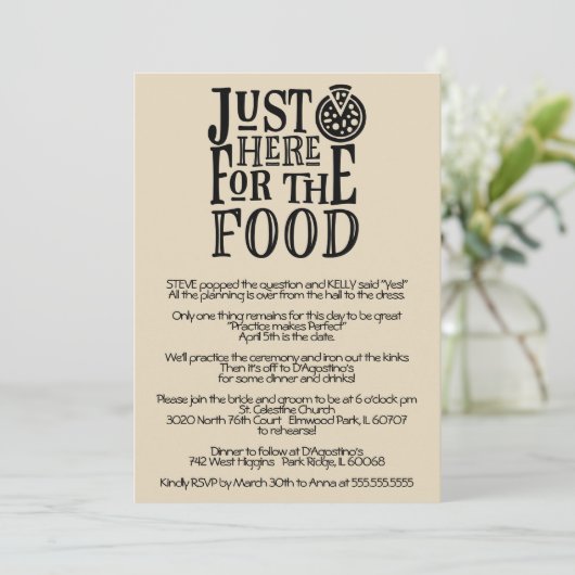 リハーサルおもしろいディナー招待状 招待状 (スタンド正面)