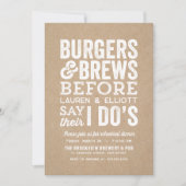 リハーサルのディナーの前にハンバーガーとパン 招待状 (正面)