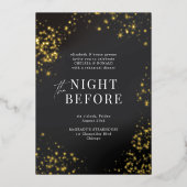 リハーサルのディナー前結婚のブラック・星空の夜 箔招待状 (正面)