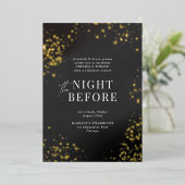 リハーサルのディナー前結婚のブラック・星空の夜 箔招待状 (立ち正面)