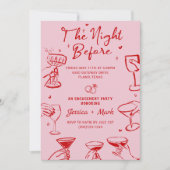 リハーサルのディナー結婚の前の夜をピンクにする 招待状 (正面)
