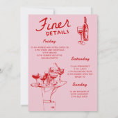 リハーサルのディナー結婚の前の夜をピンクにする 招待状 (裏面)