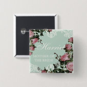 リハーサルのブライダルパーティのラベル、格子垣のばら色のヴィンテージ 缶バッジ (正面&裏面)