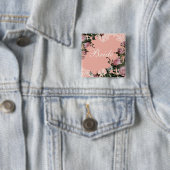 リハーサルのブライダルパーティのラベル、格子垣のばら色のヴィンテージ 缶バッジ (インサイチュ)