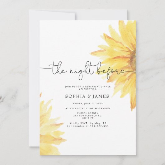 リハーサルの前の夜ひまわり 招待状 (正面)