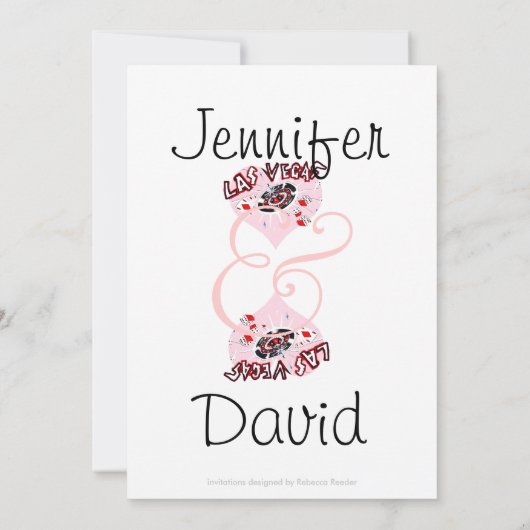リハーサルの夕食のカジノのテーマのピンクのハート 招待状 (裏面)