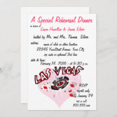 リハーサルの夕食のカジノのテーマのピンクのハート 招待状 (正面/裏面)