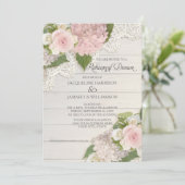 リハーサルの夕食のモダンで素朴な国の花柄は上がりました 招待状 (スタンド正面)