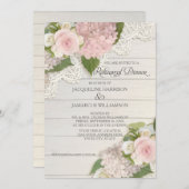 リハーサルの夕食のモダンで素朴な国の花柄は上がりました 招待状 (正面/裏面)