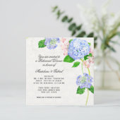 リハーサルの夕食の夏の青いアジサイの水彩画 招待状 (スタンド正面)