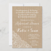 リハーサルの夕食の招待のバーラップおよびレース 招待状 (正面)
