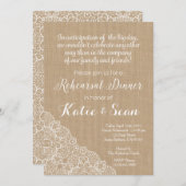 リハーサルの夕食の招待のバーラップおよびレース 招待状 (正面/裏面)