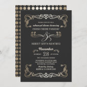 リハーサルの夕食の招待状のアールデコの金ゴールド 招待状 (正面/裏面)