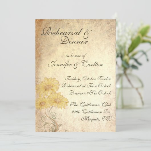 リハーサルの夕食の招待状を結婚するヒマワリ 招待状 (スタンド正面)