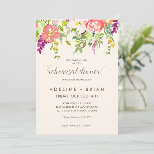 リハーサルの夕食の招待状を結婚する野生花 招待状 (スタンド正面)