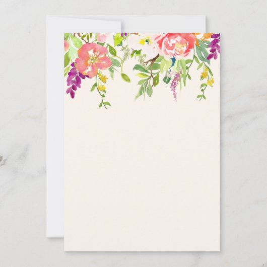 リハーサルの夕食の招待状を結婚する野生花 招待状 (裏面)