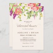 リハーサルの夕食の招待状を結婚する野生花 招待状 (正面/裏面)