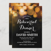 リハーサルの夕食の招待状カード金ゴールドのグリッター 招待状 (正面/裏面)