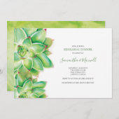 リハーサルの夕食の招待状、水彩画のSucculent 招待状 (正面/裏面)