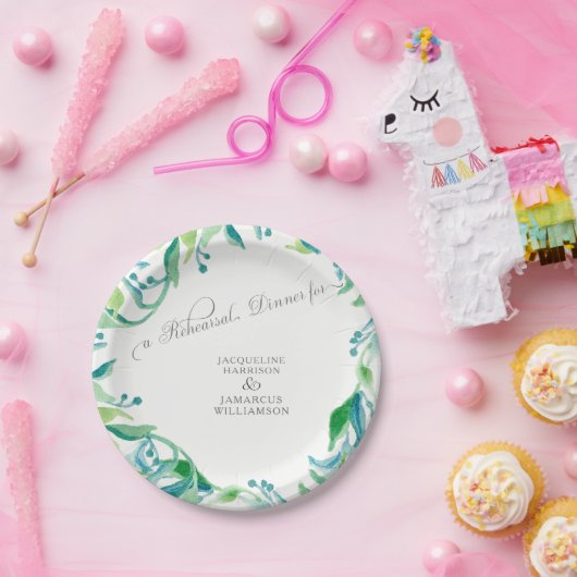 リハーサルの夕食の月桂樹の葉のオリーブの水彩画 ペーパープレート (パーティー)